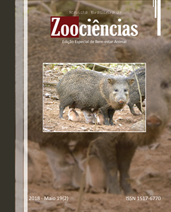 					Visualizar v. 19 n. 2 (2018): Revista Brasileira de Zoociências - Etologia Aplicada e Bem-estar Animal
				